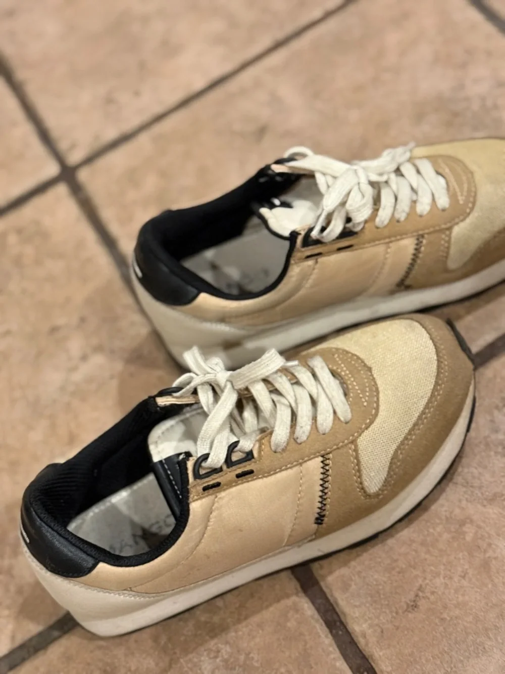 Mango Women's Sneakers in Tan, Cream and Black - Picture 3 of 4